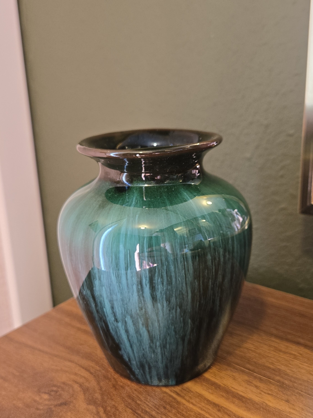 Blue Mountain Pottery Short Vase Turquoise Glaze Home Vintage Art